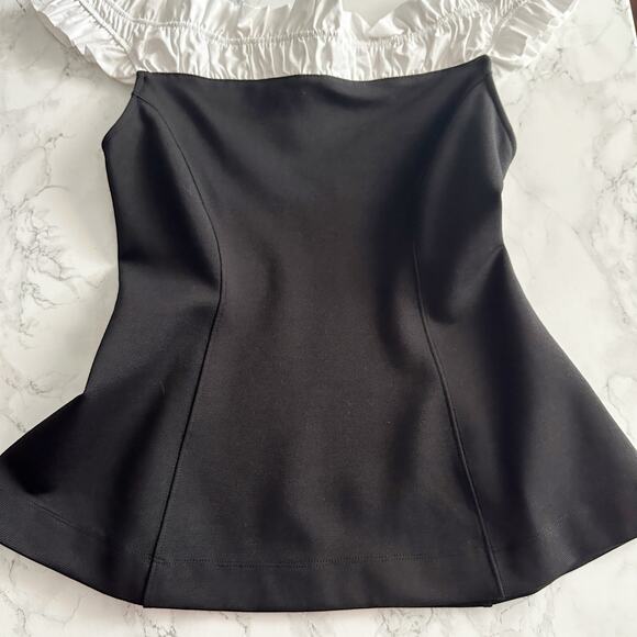 Maeve Off-The-Shoulder Hourglass Tuxedo Top women’s size medium NEW black/white - Picture 5 of 8